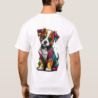 T-Shirt Chiot Géométrique Coloré – Art Canin Moder