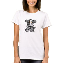 Chiot gris mignon d'art de pixel