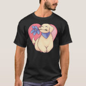 T-shirt Chiot jaune Labrador avec fleur (Devant)