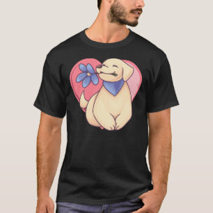 T-shirt Chiot jaune Labrador avec fleur