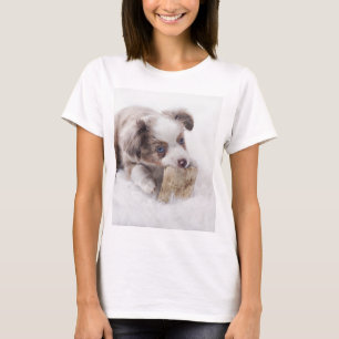 T-shirt chiot merle rouge australien