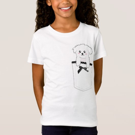 T-Shirt Chiot mignon de poche (Devant)