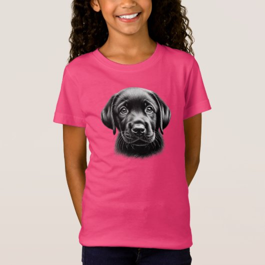 T-Shirt Chiot noir du laboratoire (Devant)