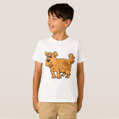 T-shirt Chiot orange débraillé (Devant entier)