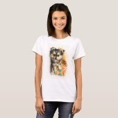 T-Shirt Chiot Pomchi Aquarelle (Devant entier)