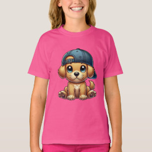 T-shirt Chiot portant une caricature Casquette