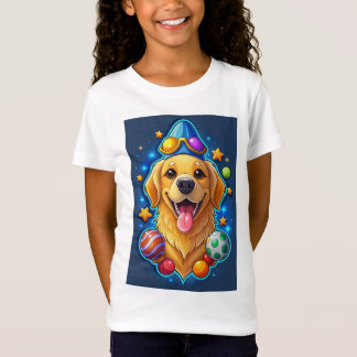 T-Shirt Chiot Retriever doré magique avec des étoiles