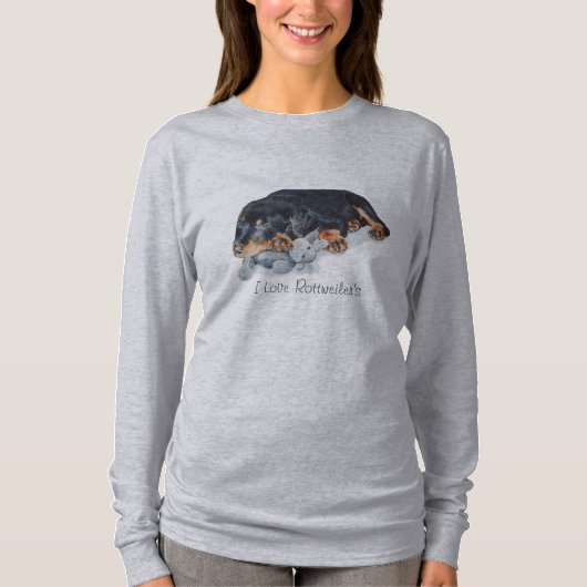 T-shirt chiot très mignon rottweiler chien noir et tan (Devant)