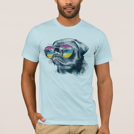 T-shirt Chiot tropical d'aquarelle (Devant)