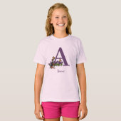 T-shirt Chiots Beagle Papillons Monogramme Initiale A Nom (Devant entier)