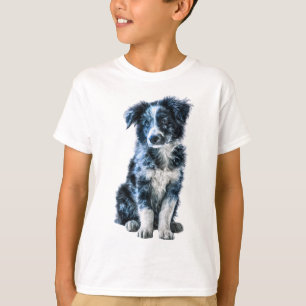 T-shirt Chiots Border Collie Adorables Blue Merle Enfants