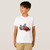 T-shirt Chiots dalmatiens avec le camion de pompiers (Devant entier)