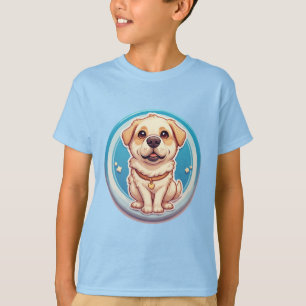T-shirt Chiots de dessin animé joueur assis