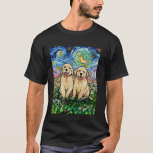 T-shirt Chiots Golden Retriever Nuit Étoilée Chien Amour