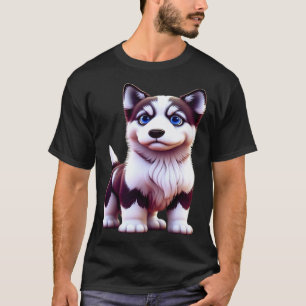 T-shirt Chiots Husky aux yeux bleus