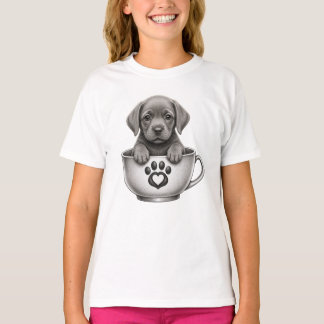 T-shirt Chiots Labrador Retriever argenté en tasse à thé 