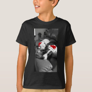 T-shirt chiots pitbull de noël endormis adorables père noë