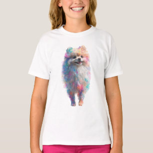 T-shirt Chiots Poméranie Tachetés de Arc-en-Ciel pour Enfa