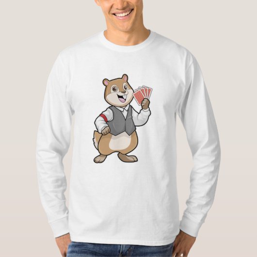 T-shirt Chipmunk au Poker avec cartes de Poker (Devant)