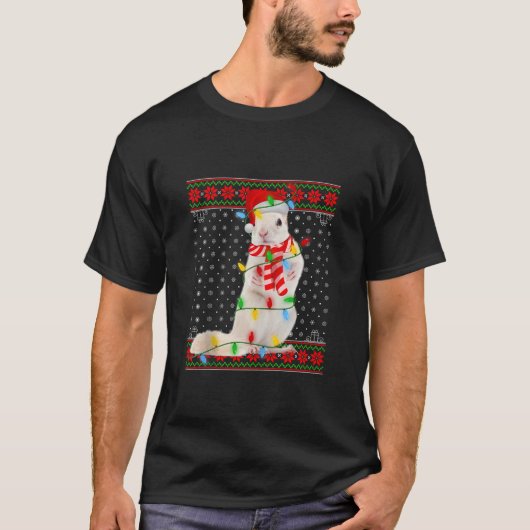 T-shirt Chipmunk Lights Xmas Ugly Sweater Père Noël Chipmu (Devant)