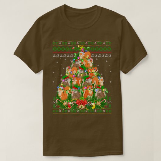 T-shirt Chipmunk Xmas Lighter Tree Père Noël Chipmunk Ugly (Design devant)