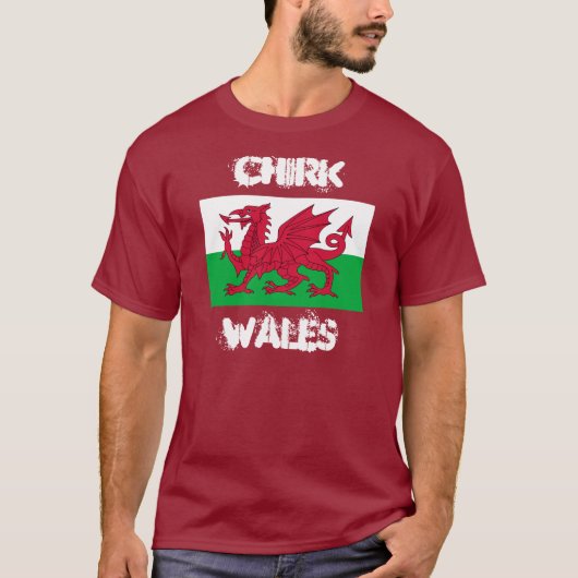 T-shirt Chirk, Pays de Galles avec drapeau gallois (Devant)