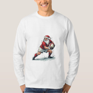 T-shirt Chirstmas Imaginaire Football Jouer Père Noël