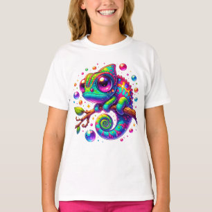 T-shirt Chistyle chameleon dans les rainbow colors