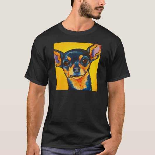 T-shirt Chiwawa noir et bronzage (Devant)