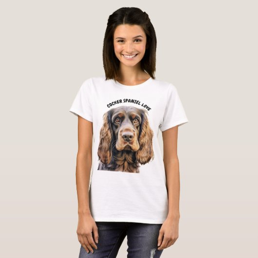 T-SHIRT CHOCOLAT BROWN COCKER SPANIEL DOG FACE (Devant entier)