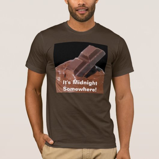 T-shirt Chocolat C'est minuit Quelque part (Devant)