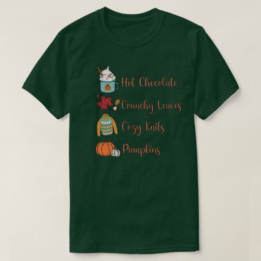 T-shirt Chocolat chaud Crunchy Feuille Cosy Knits Citrouil (Design devant)