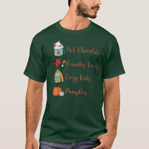 T-shirt Chocolat chaud Crunchy Feuille Cosy Knits Citrouil