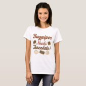 T-shirt Chocolat de joueur de cornemuse (Devant entier)