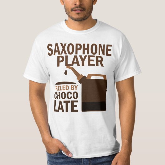 T-shirt Chocolat (drôle) de joueur de saxophone (Devant)