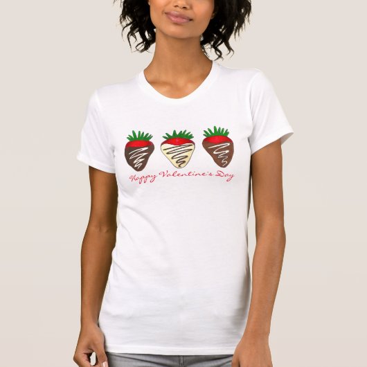 T-shirt Chocolat Heureuse Sainte-Valentin Couvert fraise (Devant)