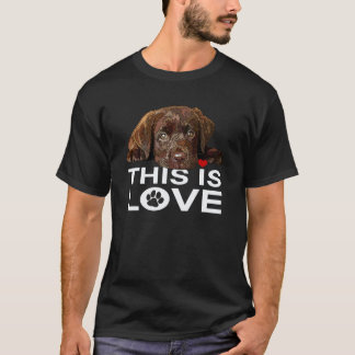T-shirt Chocolat Lab C'est Amour Chien Brun Labrador Retri