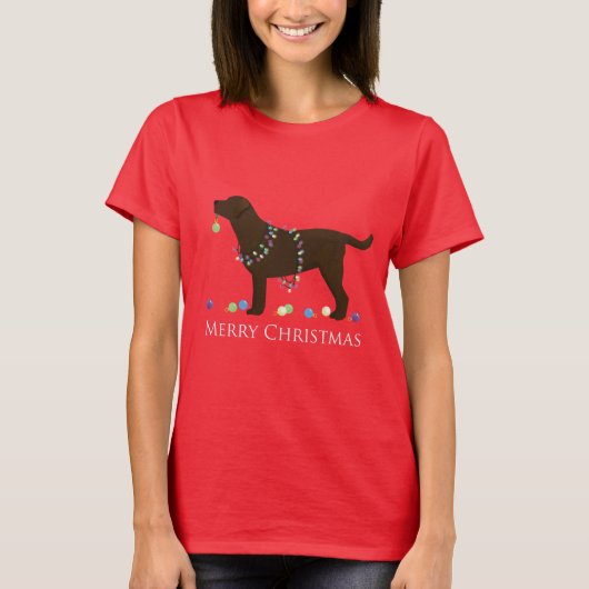 T-shirt Chocolat Lab Joyeux Noël Design (Devant)