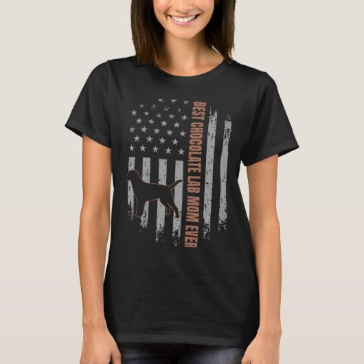 T-shirt Chocolat Lab Maman American Flag Brown Labrador Re (Devant)