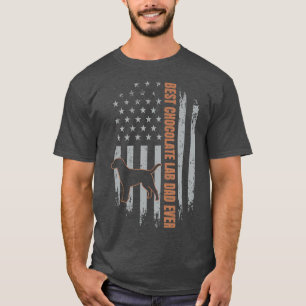 T-shirt Chocolat Lab Papa American Flag Brown Labrador