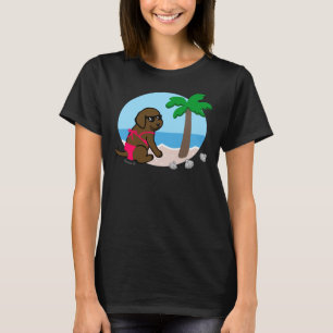 T-shirt Chocolat Labrador Bikini Girl