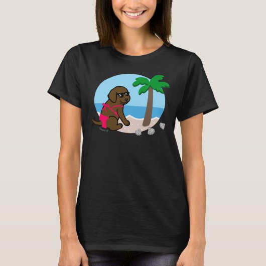 T-shirt Chocolat Labrador Bikini Girl (Devant)