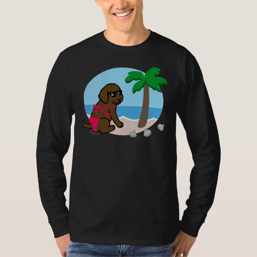 T-shirt Chocolat Labrador Bikini Girl (Devant)