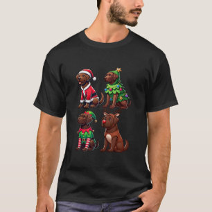 T-shirt Chocolat Labrador Christmas Tree Père Noël Elf Cos