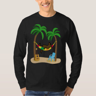 T-shirt Chocolat Labrador Dormir Sur Le Hamac