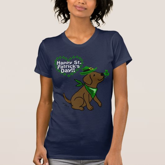 T-shirt Chocolat Labrador du jour de St Patrick (Devant)