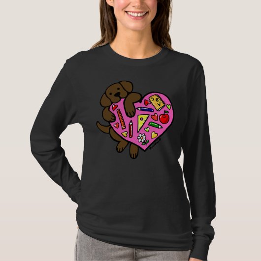 T-shirt Chocolat Labrador Enseignant Coeur S (Devant)
