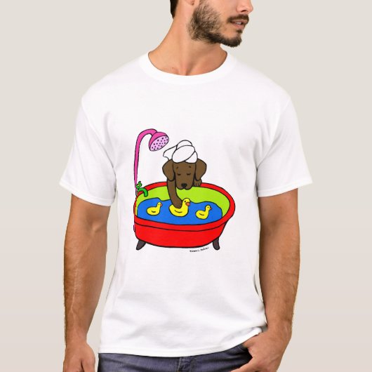 T-shirt Chocolat Labrador et bande dessinée de canards en (Devant)