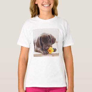 T-shirt Chocolat Labrador Puppy With Toy Duck