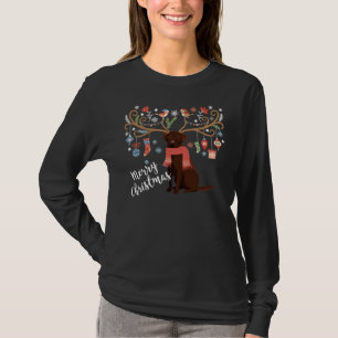 T-shirt Chocolat Labrador Retriever Christmas Premium